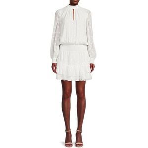 RAMY BROOK Sashah Star Pattern Blouson Dress in White NWT Size Small